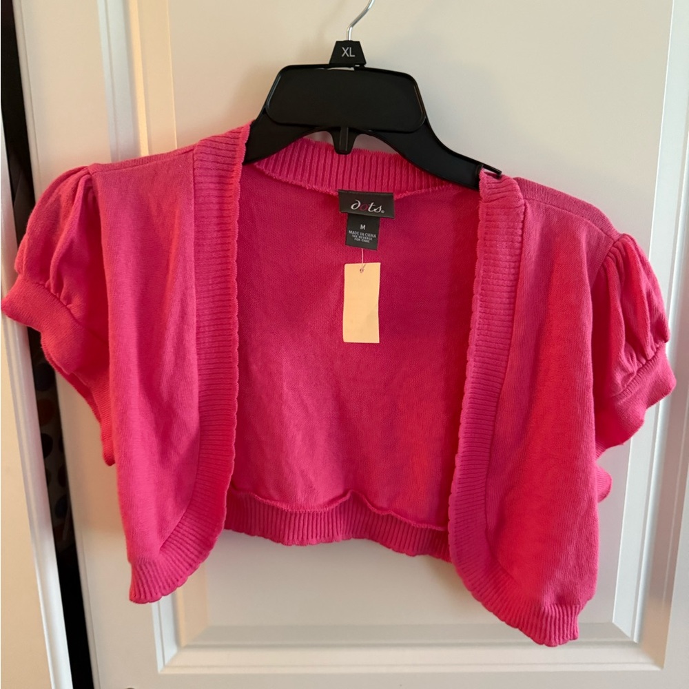 Cardigan Hot pink cropped cardigan with puffy sleeves #y2kfashion